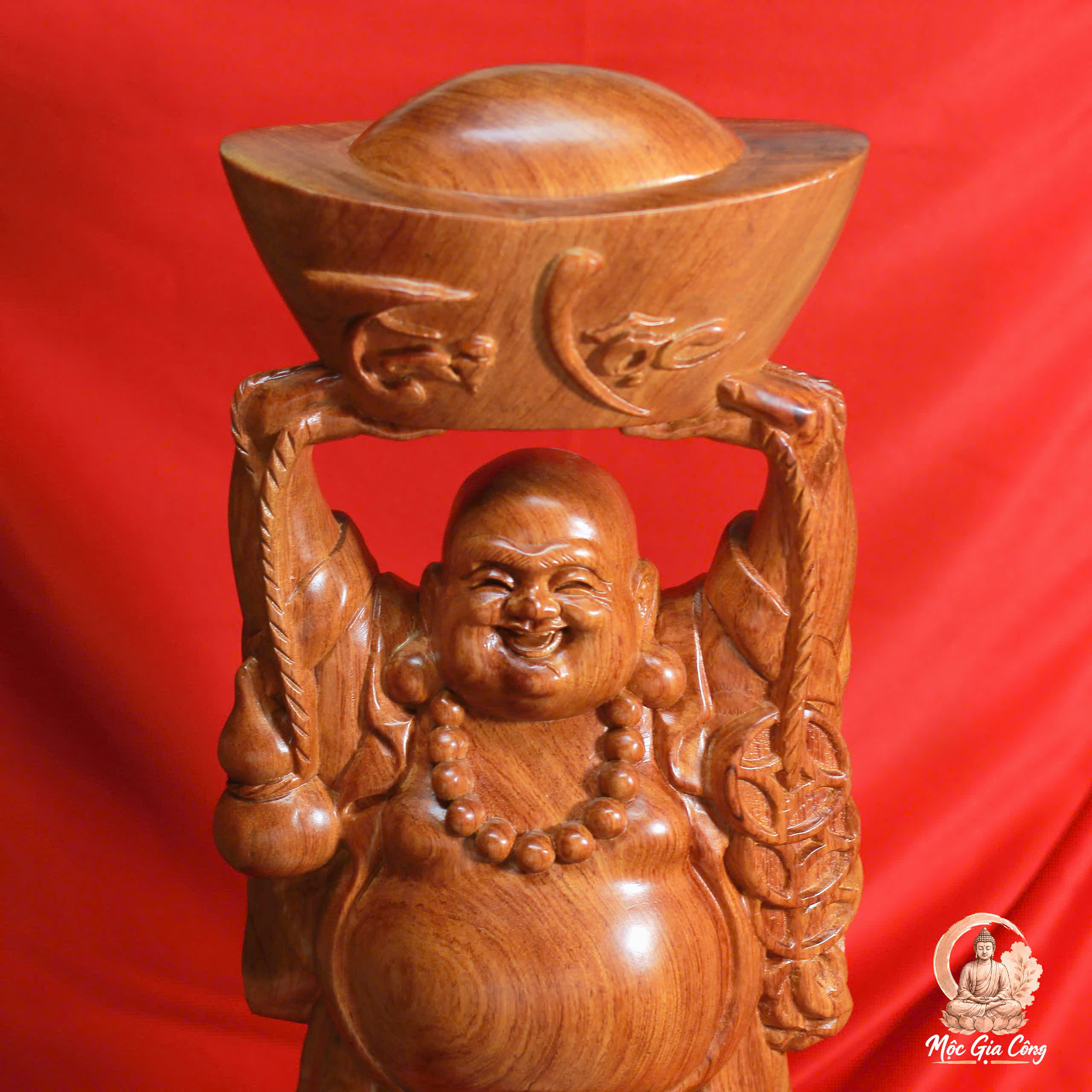 Di Lặc Đứng Tài Lộc Gỗ Hương Đá 5
