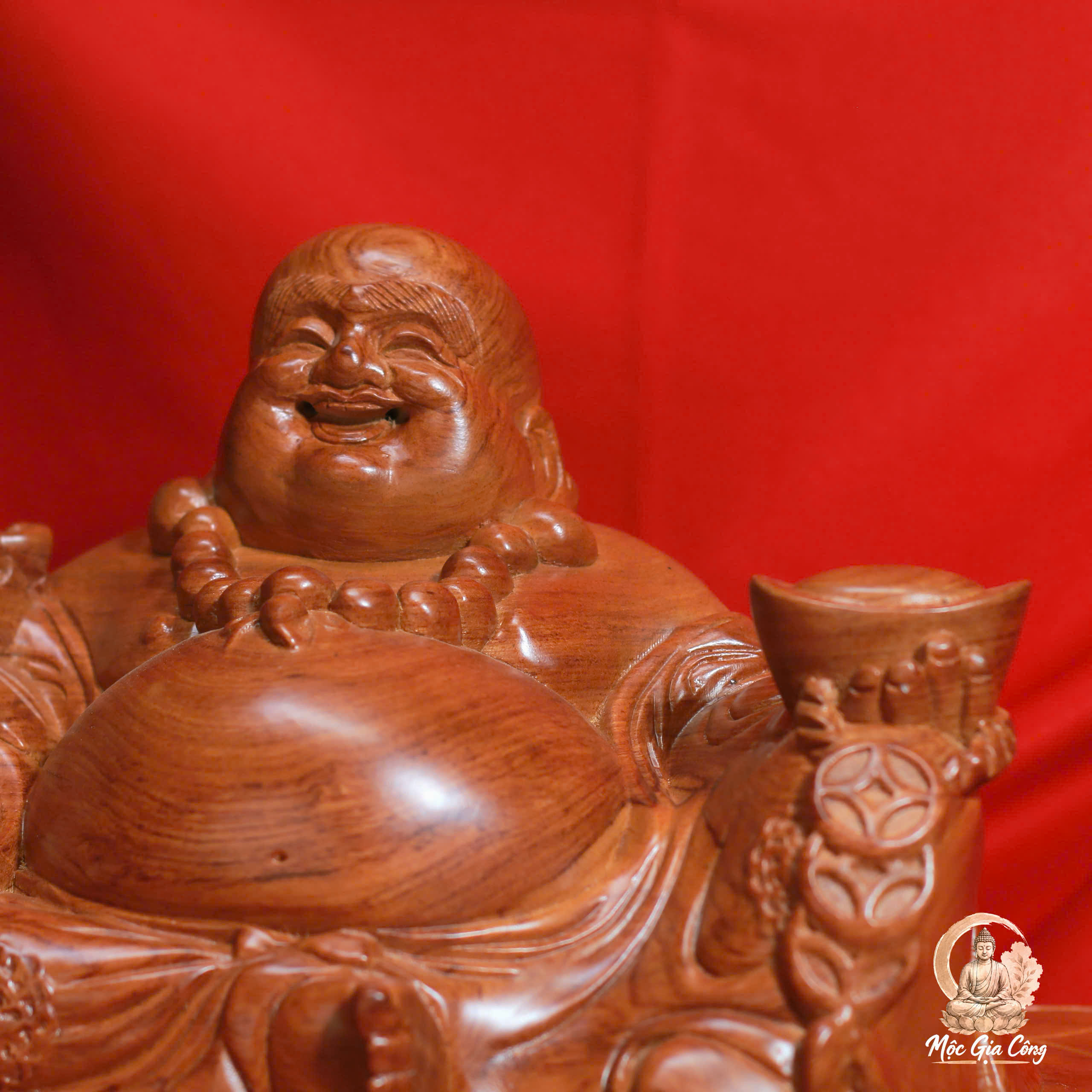 Di Lặc Ngồi Đế Tiền Gỗ Hương Đá 4