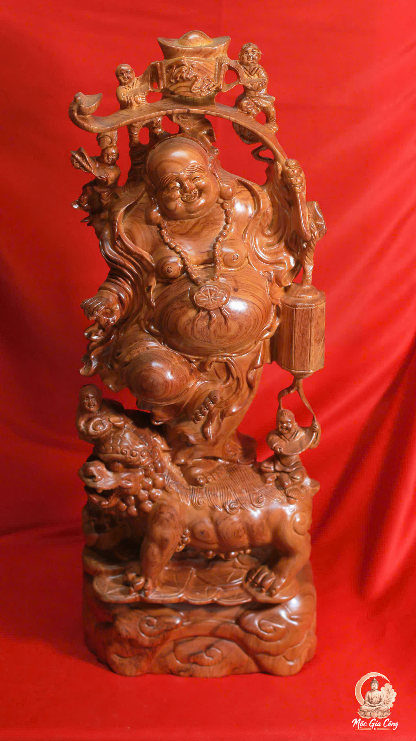 Di Lặc Nghê Phúc Gỗ Hương Đá