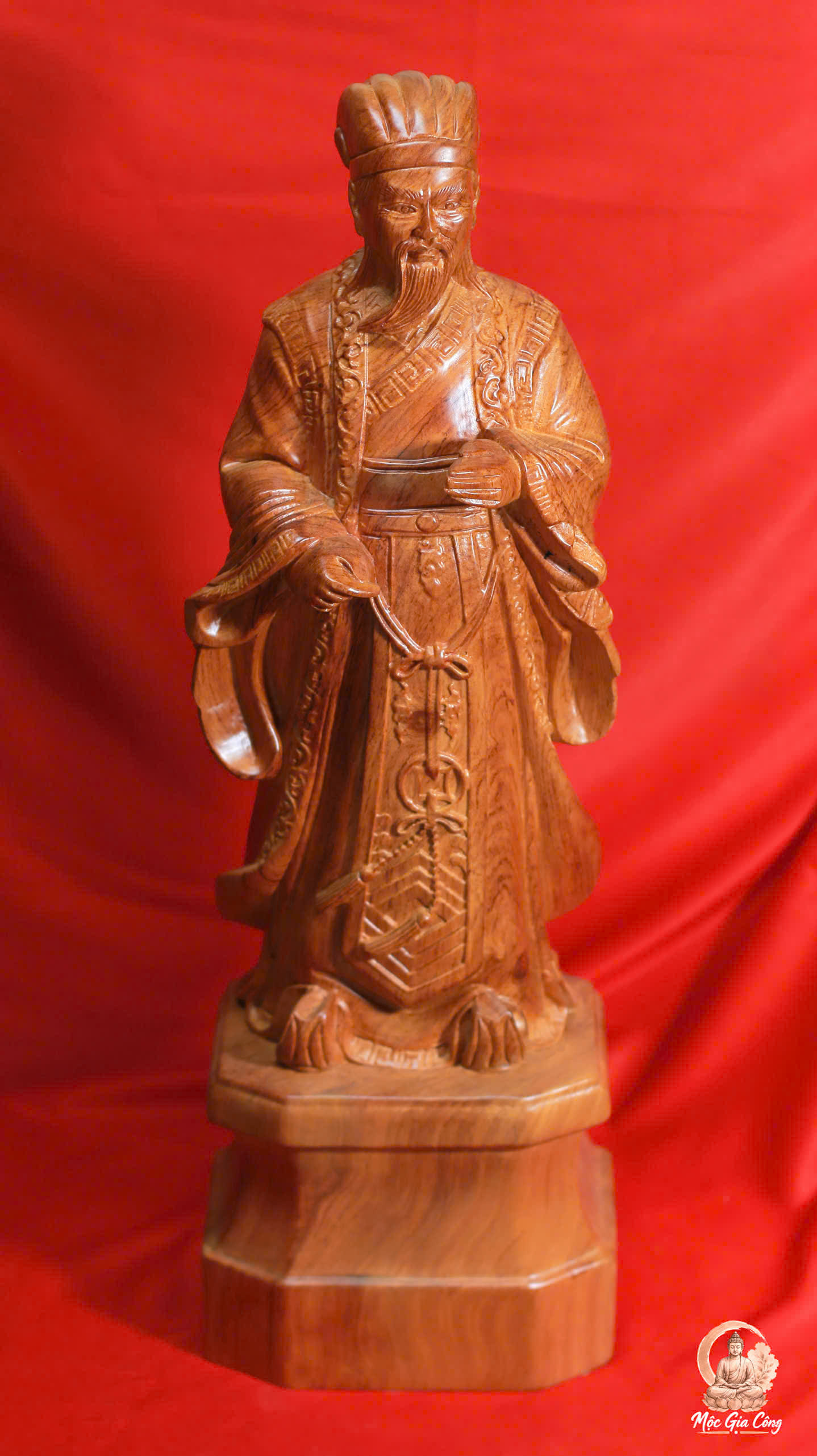 Tượng Khổng Minh Trí Đức Gỗ Hương Đá