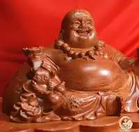 Di Lặc Ngồi Đế Tiền Gỗ Hương Đá 2