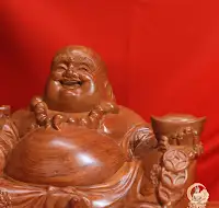 Di Lặc Ngồi Đế Tiền Gỗ Hương Đá 3