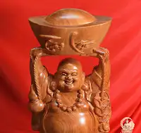 Di Lặc Đứng Tài Lộc Gỗ Hương Đá