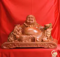 Di Lặc Ngồi Hoan Hỷ Gỗ Hương Đá